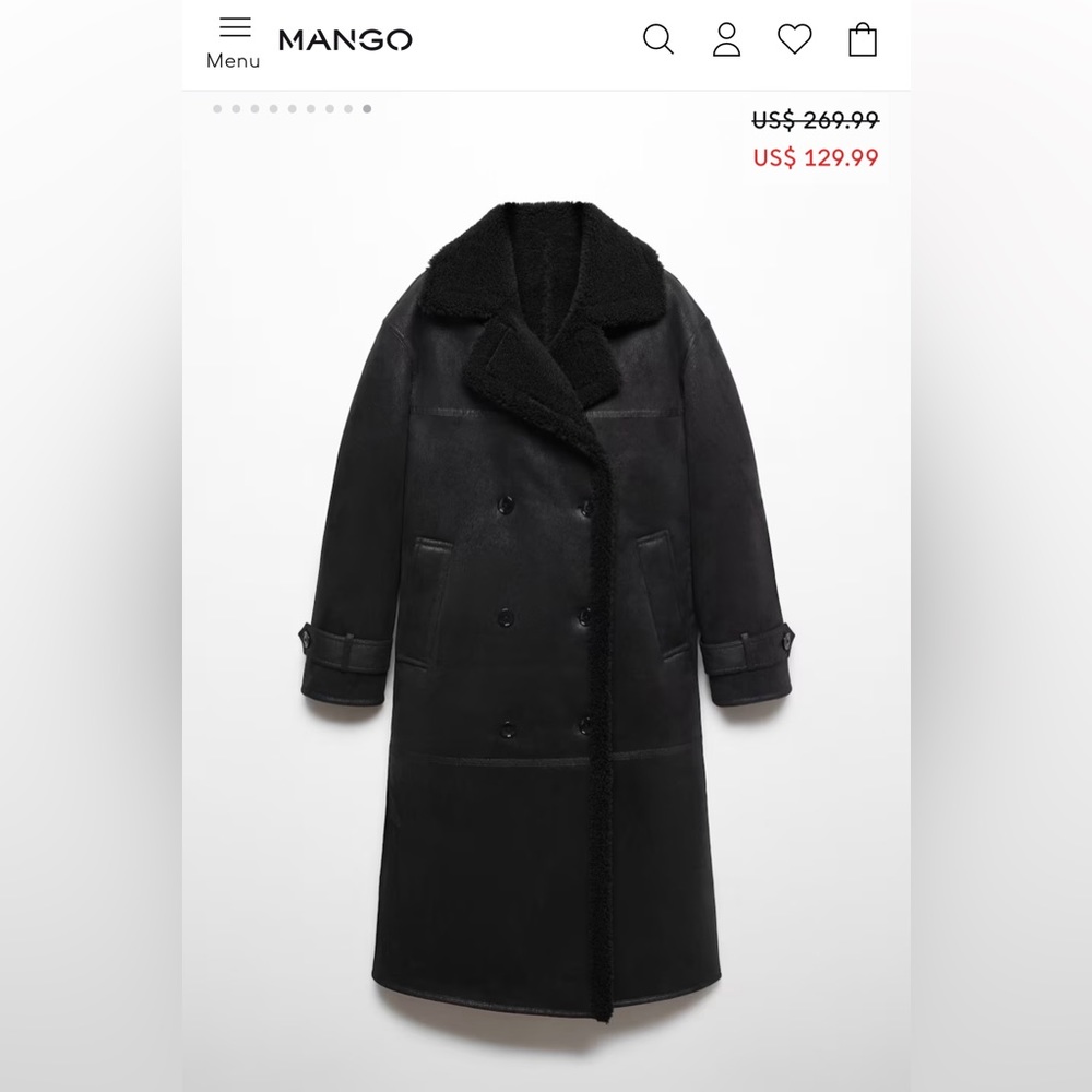 Shearling lined fur effect coat